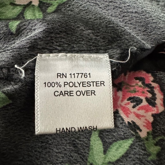 Speed Limit Black Floral Tunic Blouse | Size Small Women's Polyester - Picture 6 of 7